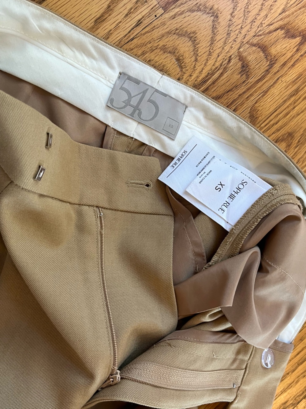 Sophie‎ Rue Pleated Wide Leg Trousers Tan Camel XS High Waisted Tucked Pant b5 - Picture 4 of 8